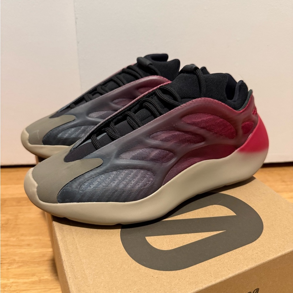 Yeezy Sneakers in Black, Gray, and Red